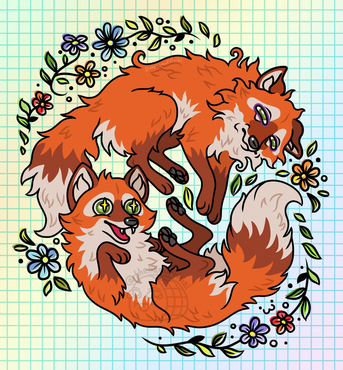 Caffeinated/Decaffeinated Foxes (Tattoo Commission)